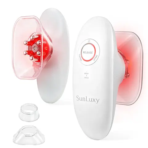 3-in-1 Red Light Therapy Cupping Beauty Gadget - Self Care Gadgets for Women, Lithium Ion Battery-Powered, 3 Suction Levels, Facial Firming, 28-Day Skin Rejuvenation, Blood Flow Control, Daily Elegance Selfcare Gift (Batteries Included)