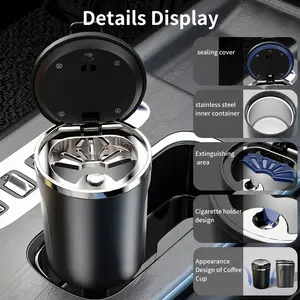 Multi-Functional Car Ashtray with Lid, Non-Drop Ashtray, Coin Holder, Cigar Ashtray, Universal Size Plastic Trash Can