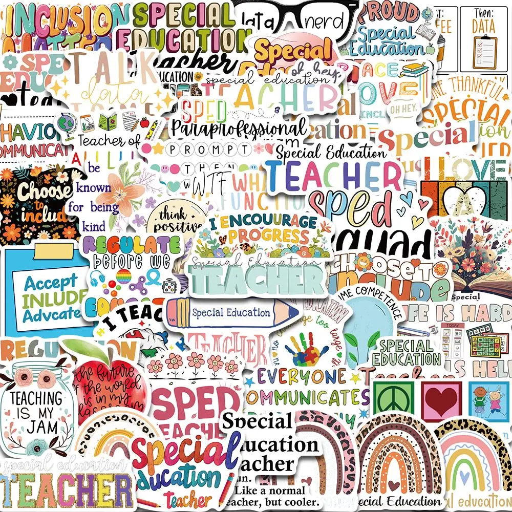 Special Education Learning Cartoon Pattern Sticker, 50pcs/1000pcs Decorative Sticker, DIY Waterproof Self Adhesive Sticker for Phone Case, Water Bottle, Notebook