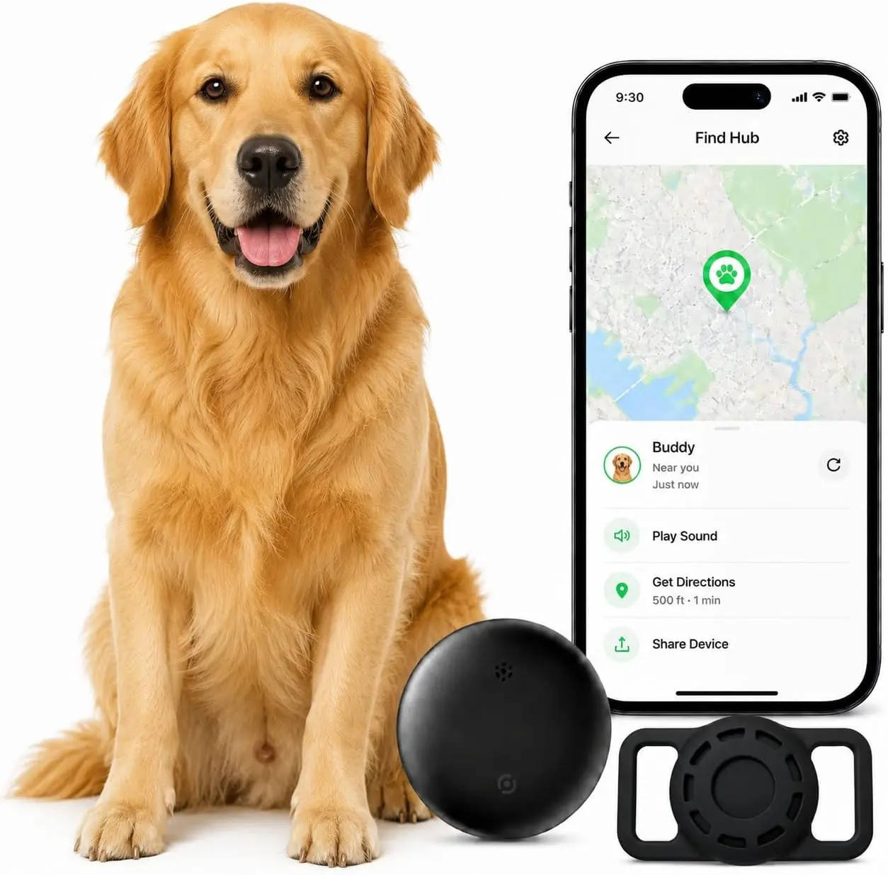Dog GPS Collar - Android-Only Pet Tracker Smart Tag, Waterproof, Google Find My Compatible, No Monthly Fee, Advanced Pet Safety Tracking Solution for Small & Large Dogs, Collars