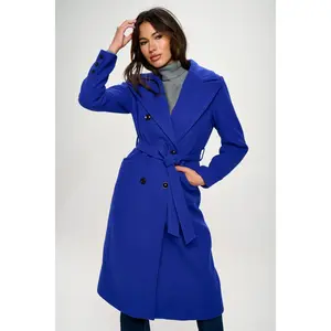 Coalition LA Double-Breasted Longline Coat with Belt Outerwear Womenswear
