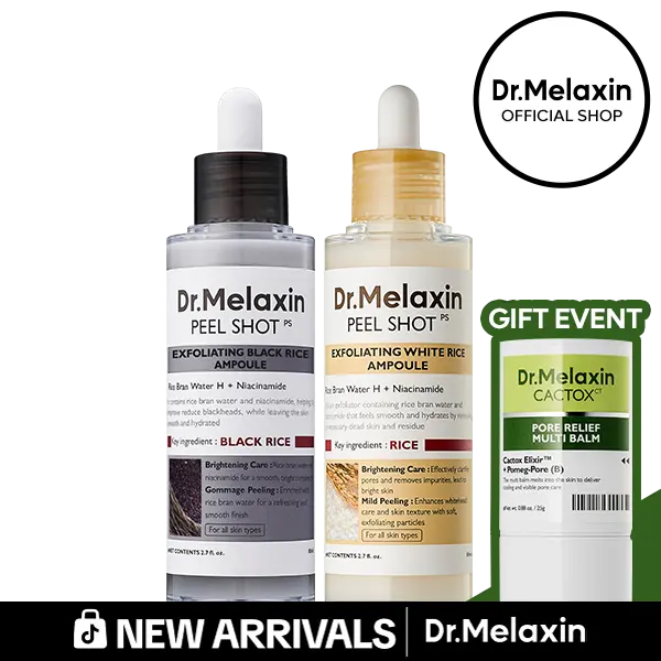 [Dr.Melaxin New Arrival Exclusive GWP] Peel Shot Glow Rice Ampoule Duo - Serums for Brightening, Exfoliating, and Moisturizing - Suitable for All Skin Types