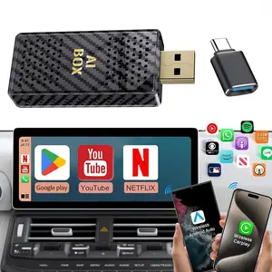 【FIFA World Cup 2026】Yurnlv Mini Al Box -Streaming Netflix/Youtube/Tiktok to your car! 4in 1 Wireless CarPlay and Android Auto Adapter suitable forFactory wired CarPlay Cars