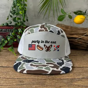 USA Embroidered Hat, Camo Trucker Cap, Party Hat, Unisex Streetwear Cap