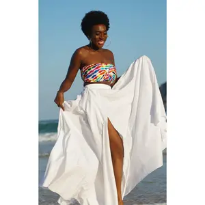 Sange Slit Maxi Skirt - White