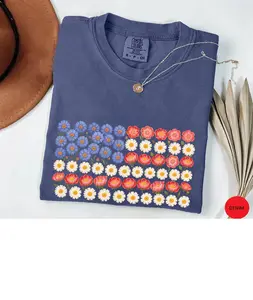 USA Flag Flower Comfort Colors Shirt, Daisy American Flag Shirt, 4th of July Shirt, Floral Flag Shirt, Independence Day Shirt, 4th of July