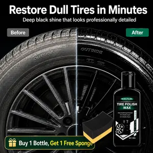 3.5 oz / 100g Tire Shine Wax Kit with Sponge | Tire, Rubber & Exterior Plastic Trim Care | For Cars, Trucks & SUVs
