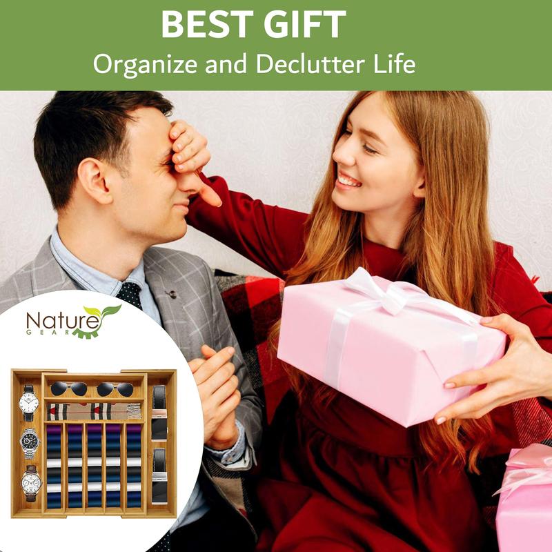 Expandable Bamboo Drawer Organizer With Dividers, Adjustable Storage Box For Kitchen Utensils, Cutlery, Knives, And Stationery, 17.5" x 13" x 2"