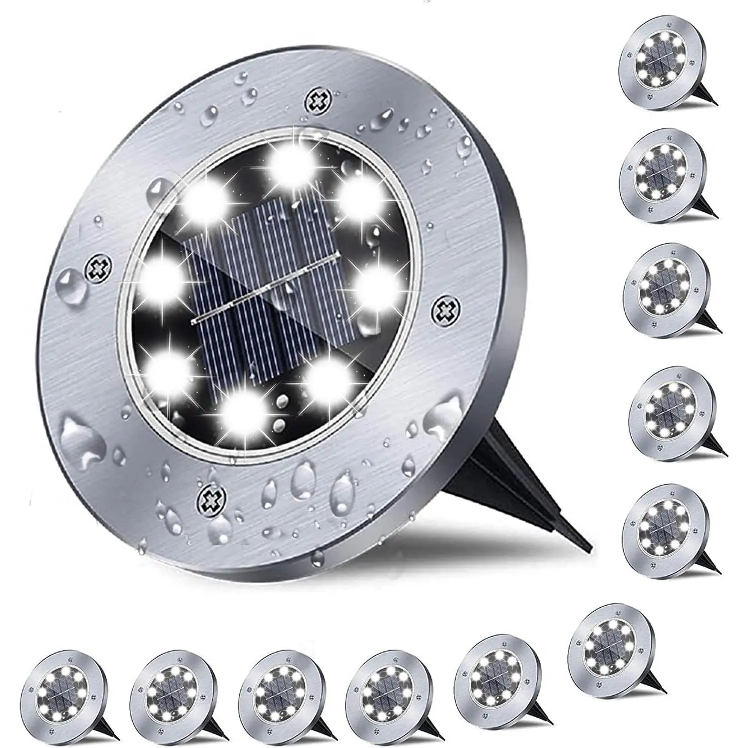 Solar Ground Lights,  Garden Upgraded Outdoor Bright in-Ground Landscape Lights for Pathway,Yard,Deck,Lawn,Patio,Walkway (12 Pack White Light)