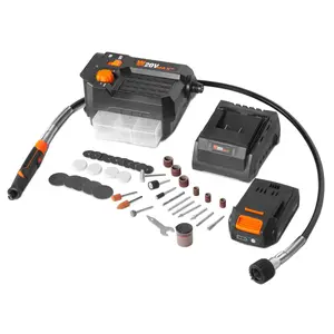 WEN 20923 20V Max Cordless Variable Speed Rotary Tool Station with Flex Shaft, 40 Accessories, 2Ah Li-Ion Battery, and Charger