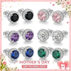 S925 Sterling Silver Earrings – Unisex Round Design: A Perfect Gift for Men and Women – Available in a variety of colors. 14K gold-plated earrings set with sparkling cubic zirconia; made with hypoallergenic materials.