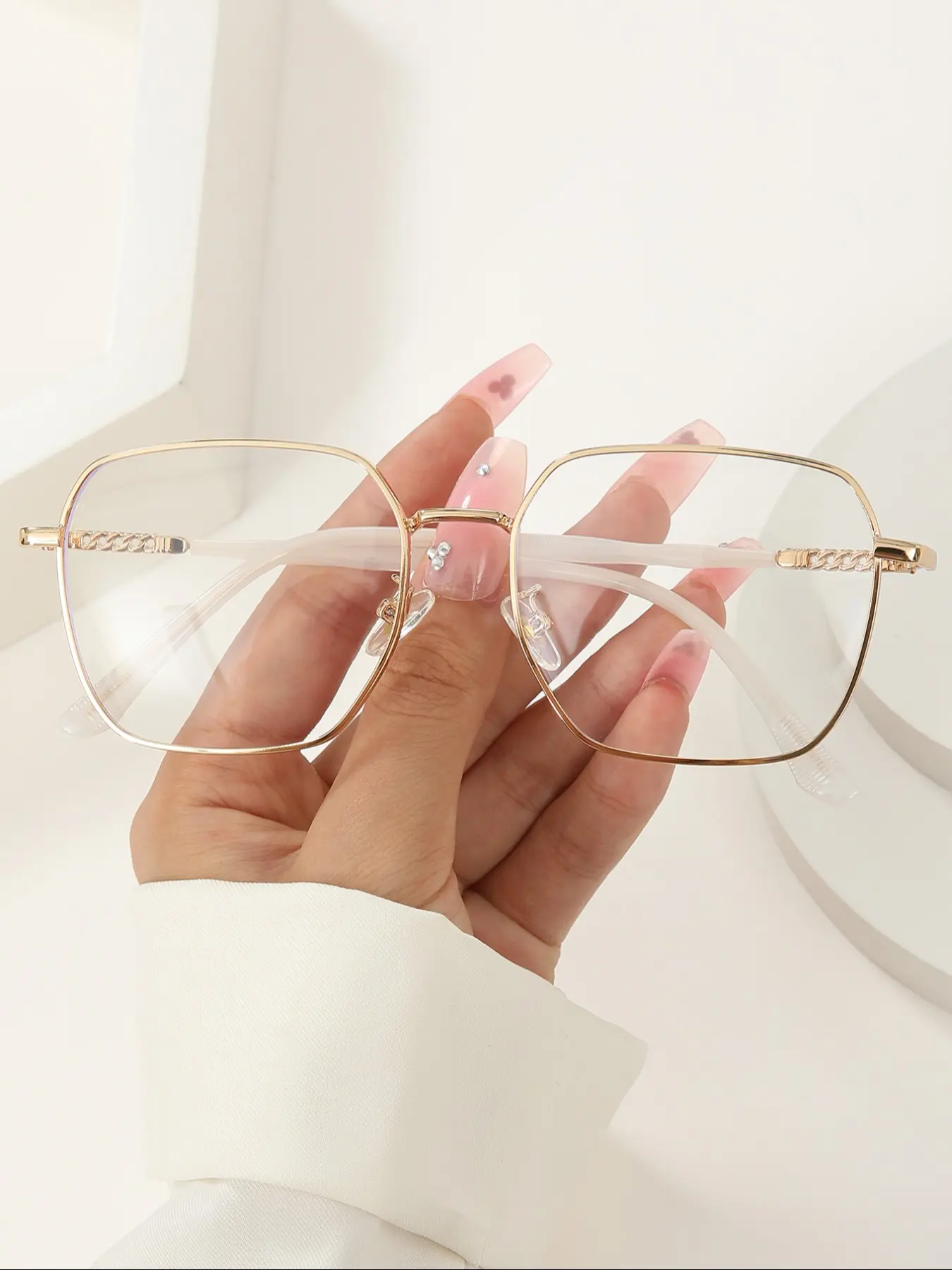Metal Square Frame Eyeglasses, Fashionable Clear Lenses Eyeglasses for Men & Women, Glasses for Everyday Use, Square Frame Eyewear, Square Frames Glasses