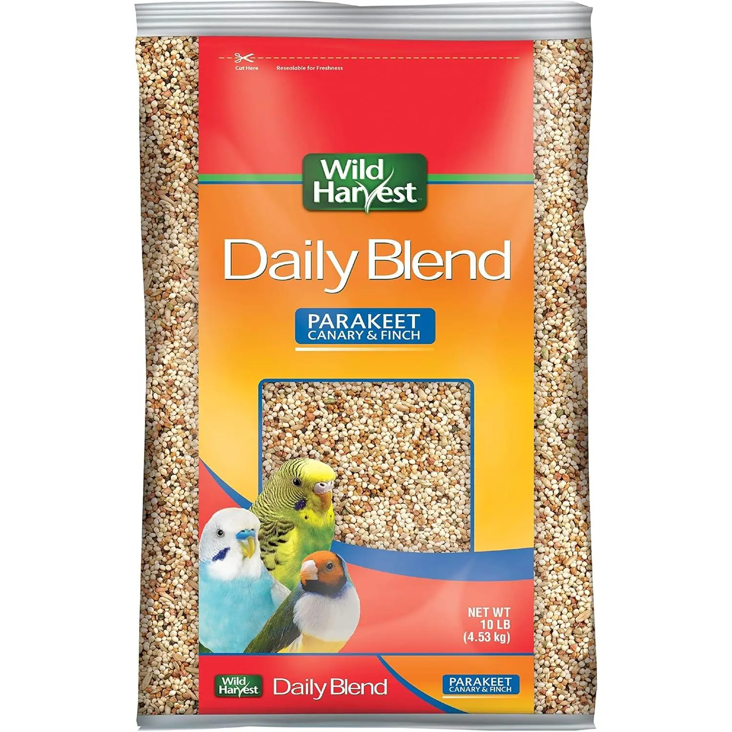 Wild Harvest Daily Blend Nutrition Diet for Parakeet, Canary and Finch 10 Pounds, Orange flavour
