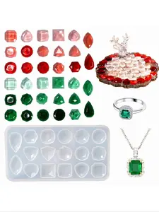Crystal Resin Mold for DIY Jewelry Making, Silicone Gem Casting Moulds for Rings Earrings Necklaces Brooches, Handmade Craft Accessories