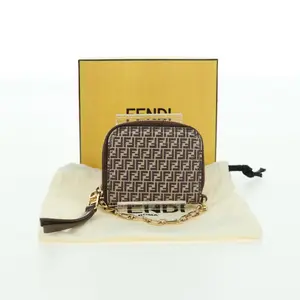 Pre-owned FENDI FINAL SALE Small Leather Goods Zucchino Coin Purse / Airpod Case / Bag Charm