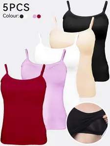 5PCS camisole tops for women built in bra camisoles for women for under clothes womens camisole womens tops vest tops for women Womenswear