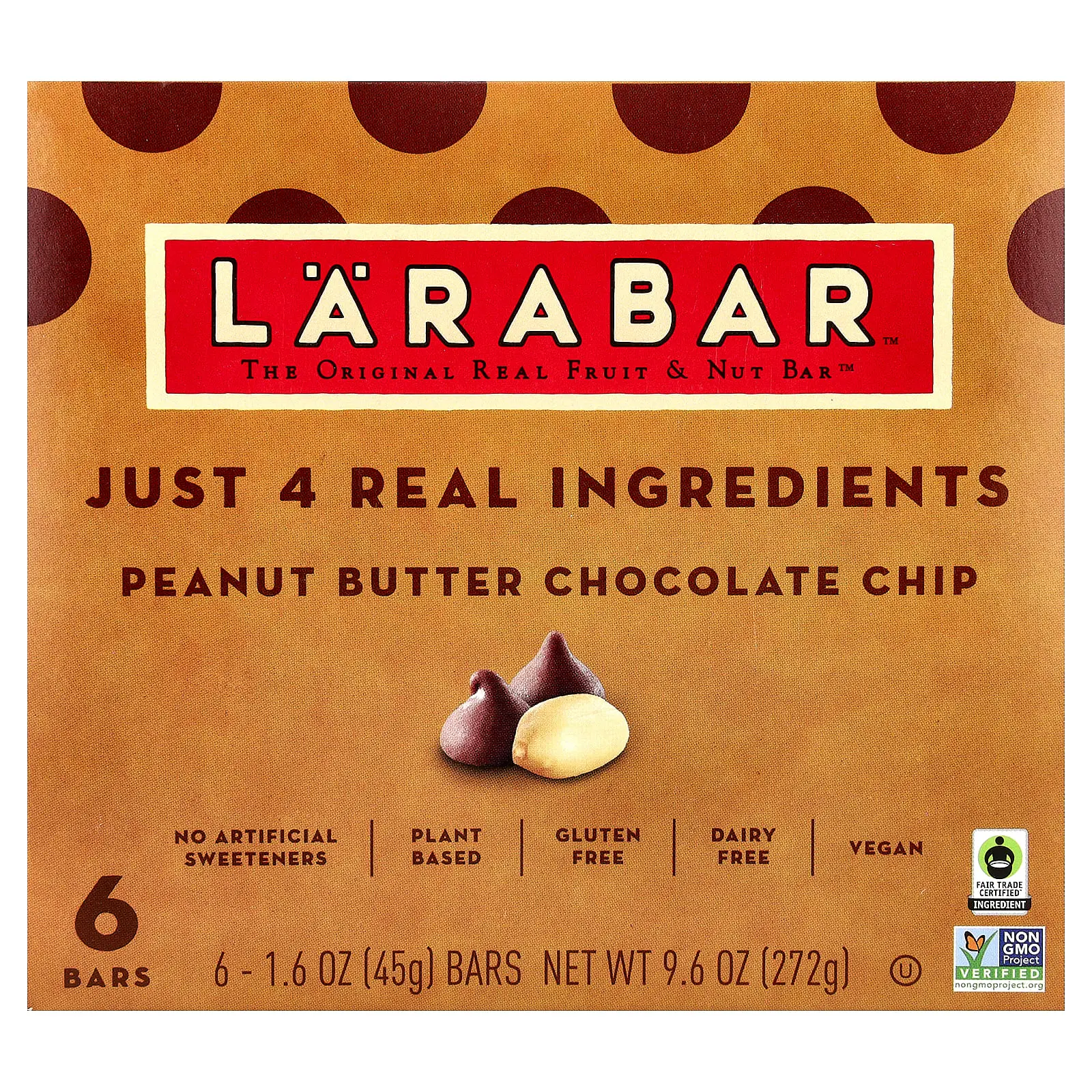 Larabar Real Fruit & Nut Bar™, Peanut Butter Chocolate Chip, 6 Bars, 1.6 oz (45 g) Each