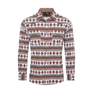 Men's Western Pearl Snap Aztec Print Shirt - MPS110L-125