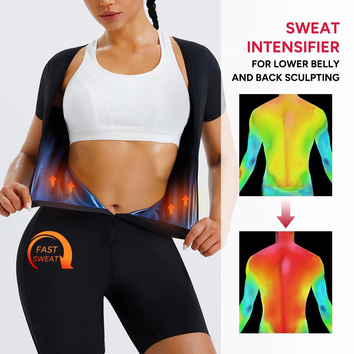 Nebility Women's Full Body Sauna Suit Long-Sleeved Jumpsuit with Waist Trainers for Sweating Profusely - Stylish Activewear & Sports Outfits Workout Gym Clothing Workout Apparel