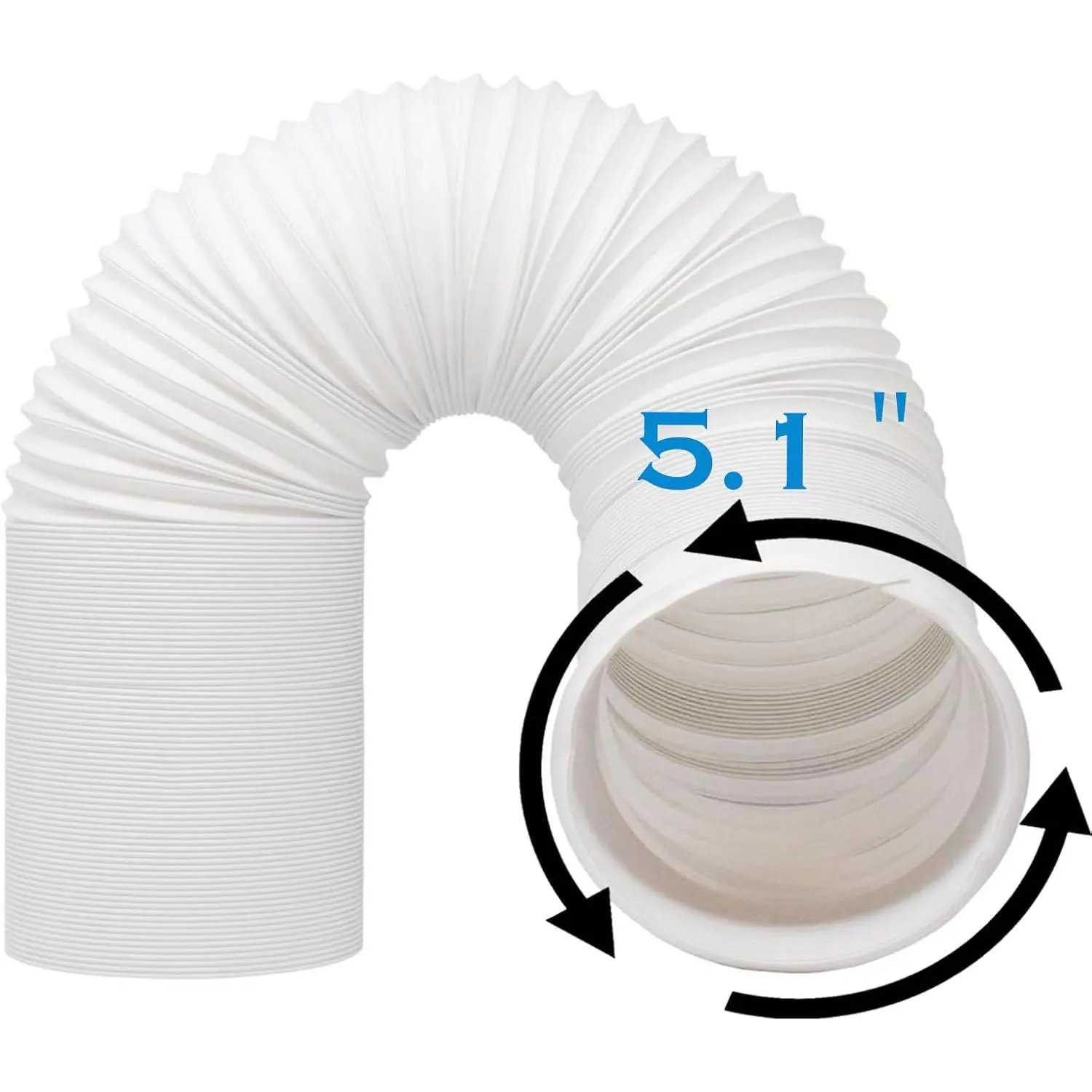 5.1-Inch Anti-Clockwise OD Synthetic Polypropylene Flexible Long-Lasting Portable AC Exhaust Ventilation Hose - Up to 80-Inch Length, Leak-Proof Universal Replacement for Emerson Office Pipes & Fittings