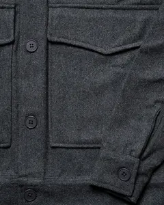 Men’s Herringbone Patterned Thick Boxy Jacket in Onix Grey