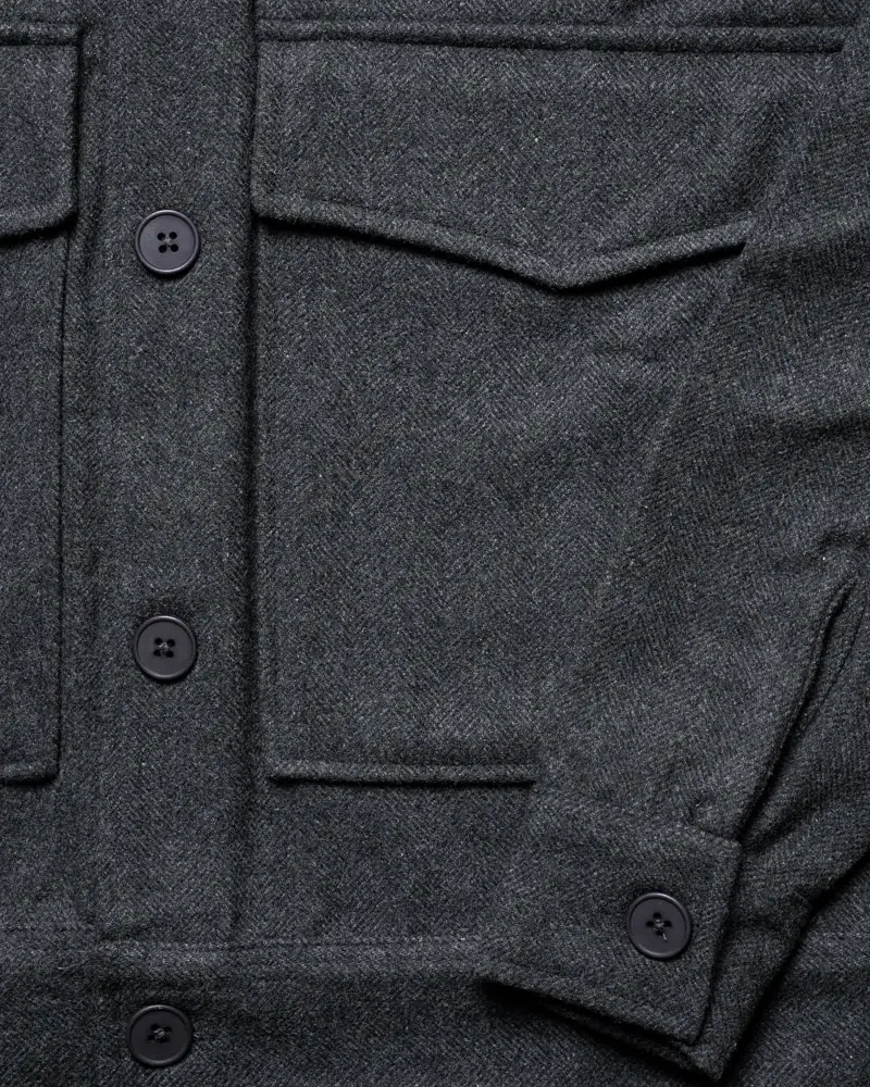 Men’s Herringbone Patterned Thick Boxy Jacket in Onix Grey