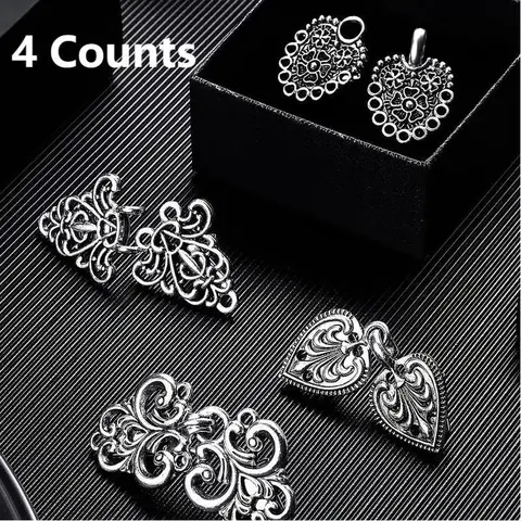 Vintage Flower Design Shawl Clips Set, 4 Counts/set Retro Metal Clips for Clothes, Sewing Accessories for Clothes, Dress, Shirt, Clothes Accessories, Fashion Accessory