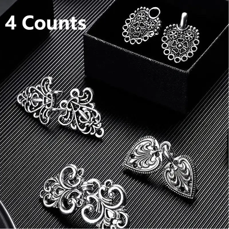 Vintage Flower Design Shawl Clips Set, 4 Counts/set Retro Metal Clips for Clothes, Sewing Accessories for Clothes, Dress, Shirt, Clothes Accessories, Fashion Accessory