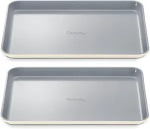 Caraway Non-Stick Ceramic Medium Baking Sheet Duo 15" x 10" Naturally Slick Coating Non-Toxic PTFE & PFOA Free for Baking Roasting Cream Color