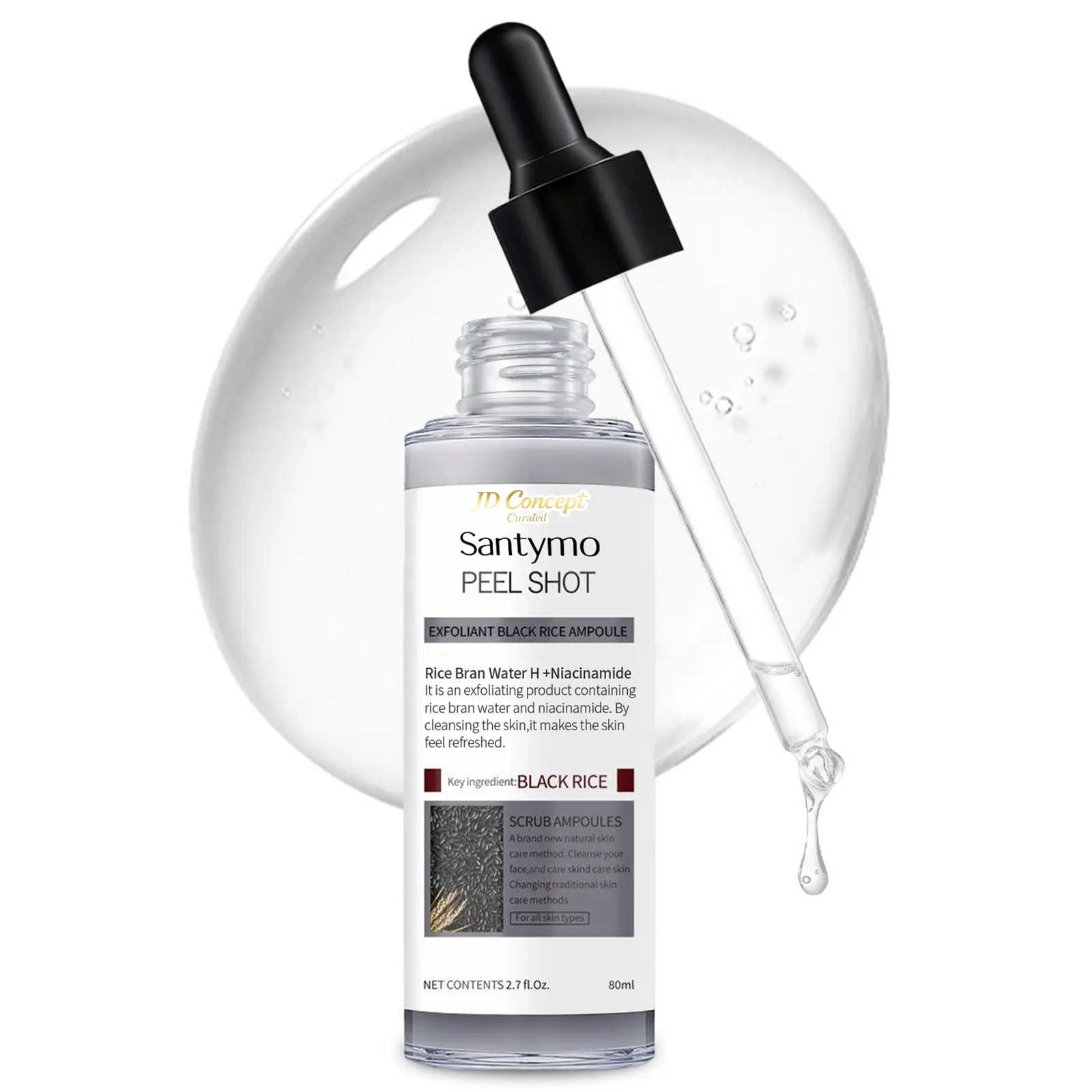 JD Concept Santymo Black Rice Exfoliant Ampoule - Face Scrub & Peel for Skin Repair
