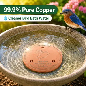 Bird Bath Copper Disk, 99.99% Pure Copper Bird Bath Cleaner Disc, 0.6mm Reinforced Copper Plate Helps Keep Water Cleaner, Universal Fit for Outdoor Birdbaths, Bowls, Garden Fountains & Solar Bird Bath Basins