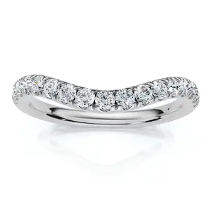 Curved Diamond Wedding Ring Enhanced 1/3Ct 14k Gold or Platinum Lab Grown