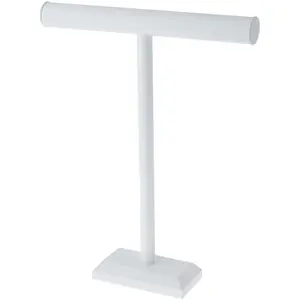 Plymor White Faux Leather T-Bar Necklace Display Stand