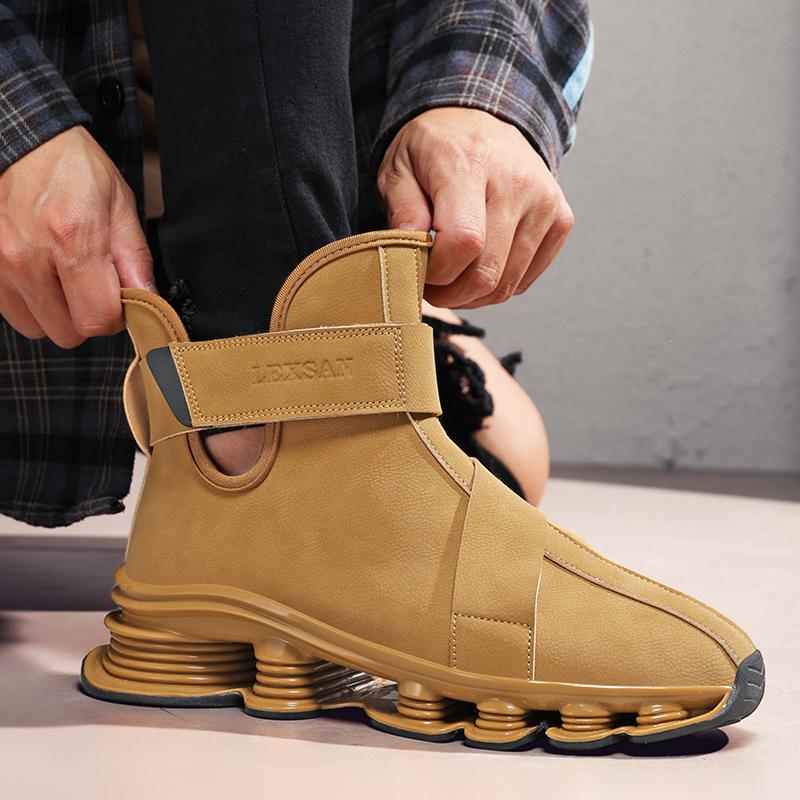 Men's Casual Boots Perforated Sole Sports Shoes Anti-Slip Running Shoes Adjustable Lacing Design All-Season Comfortable Shoe Style Training Athletic Black