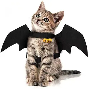 PetFest Halloween Costume for Cats Bat Wings Pet Costume with Pumpkin Charm Perfect for Halloween Party Decoration Accessories