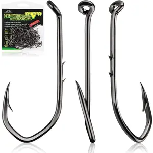Baitholder Fishing Hooks Saltwater Freshwater 100/80/70/60pcs Professional V Bait Holder Hooks for Bass Trout Crappie Soft Live Baits Black Red