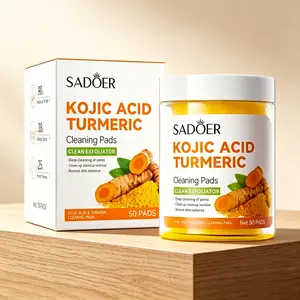 50pads SADOER Turmeric Kojic Acid Cleansing Pads:  Turmeric Kojic Acid Pads Cleansing and Exfoliation Helps for Balance Skin Oil