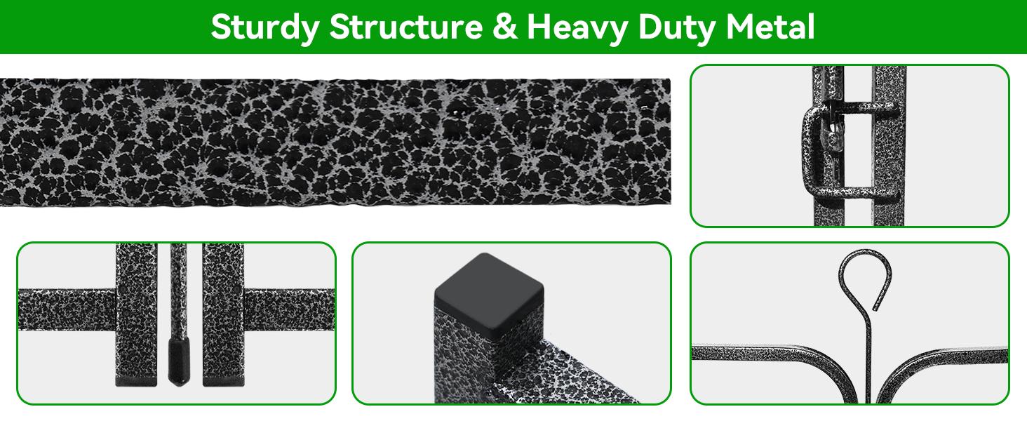 Heavy Duty Dog Playpen: 12 Steel Panels 47" Height, Square Steel Pipe with Reinforced Crossbars, 27FT 57 Sq.ft Portable Fence for Yard RV Camping, Snowy Black PDF8007