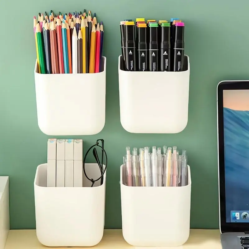 Desktop Storage Box, 1 Count Wall Mounted Pen Holder, Pencil Holder, Multi-functional Stationery Storage Box, Desk Organizer for Home Office School, Office Supplies, Office Essentials, Desk Accessories