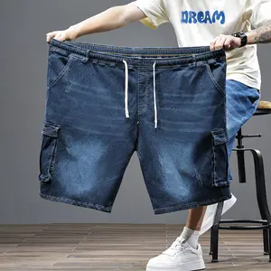Plus Size Cargo 5 Inch Shorts Men 4XL-9XL Multi-Pocket American High Street Stretch Slimming