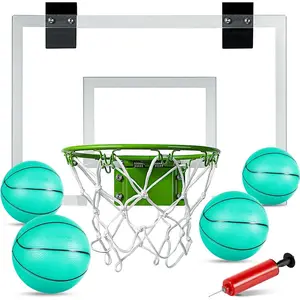 Mini Basketball Hoop - Glow in The Dark, Over The Door Basketball Hoop Indoor, Indoor Basketball Hoop Backboards for Teens and Adults, Mini Hoop for Kids with 4 Balls and Pump