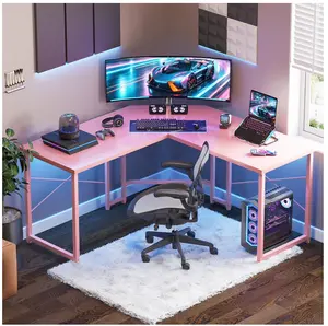 Computer Desk L Shaped, 51 Inch Reversible L Shaped Desk, Gaming Desk, Home Office Desk, Pink