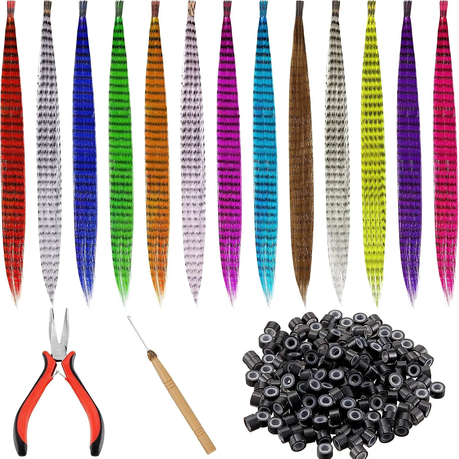 Women's 52Pcs Colored Feathers, Micro Ring Hair Extensions for Fashion Hair Styling