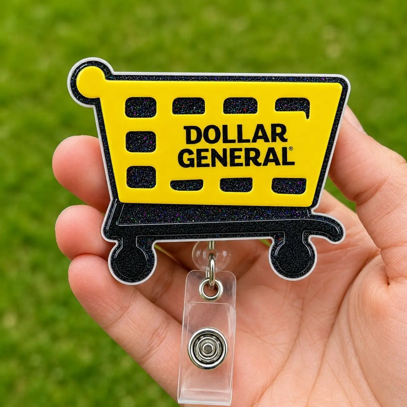 Dollar General Shopping Cart Id Badge Reel Holder Clip.