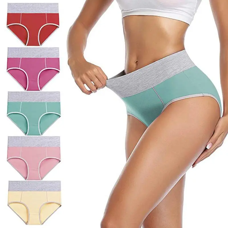5-piece panty for women set of colorful patchwork underwear, comfortable and breathable elastic close fitting underwear, women's underwear and lingerie