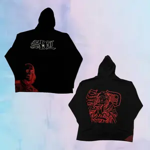 SDL x VIRGIN MARY Hoodie Black/Red, Oversized Streetwear Graphic Hoodie, Y2K Viral Fashion Pullover, Unisex Trend Outfit