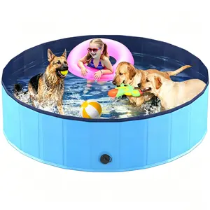 Foldable Dog Pool, 72 x 12 Inches Collapsible Hard Plastic Swimming Pool, Portable Bath Tub for Pets Dogs, Pet Wading Pool for Indoor and Outdoor