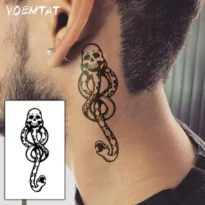 5pcs Death Eaters Dark Mark Waterproof Temporary Tattoo Sticker Skull Snake Head Body Art Arm Fake Tattoo Sleeve Women Men Neck