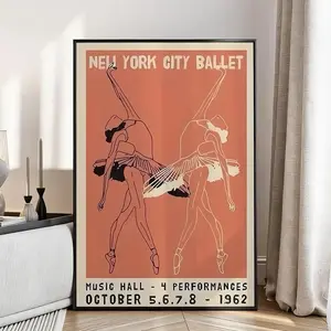 Vintage New York City Ballet Poster Art Print Retro Wall Decor Gift for Movie Lovers