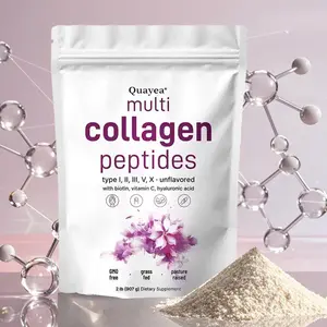 Quayea Multi Collagen Peptides Powder Pasture  2LB-Raised - Hydrolyzed Protein Peptides (Type I,II,III,V,X) with Hyaluronic Acid, Biotin & Vitamin C - Unflavored Healthcare Edible Supplement Dietary Fitness Beauty Colagen Nail Hair White Natural Healthy